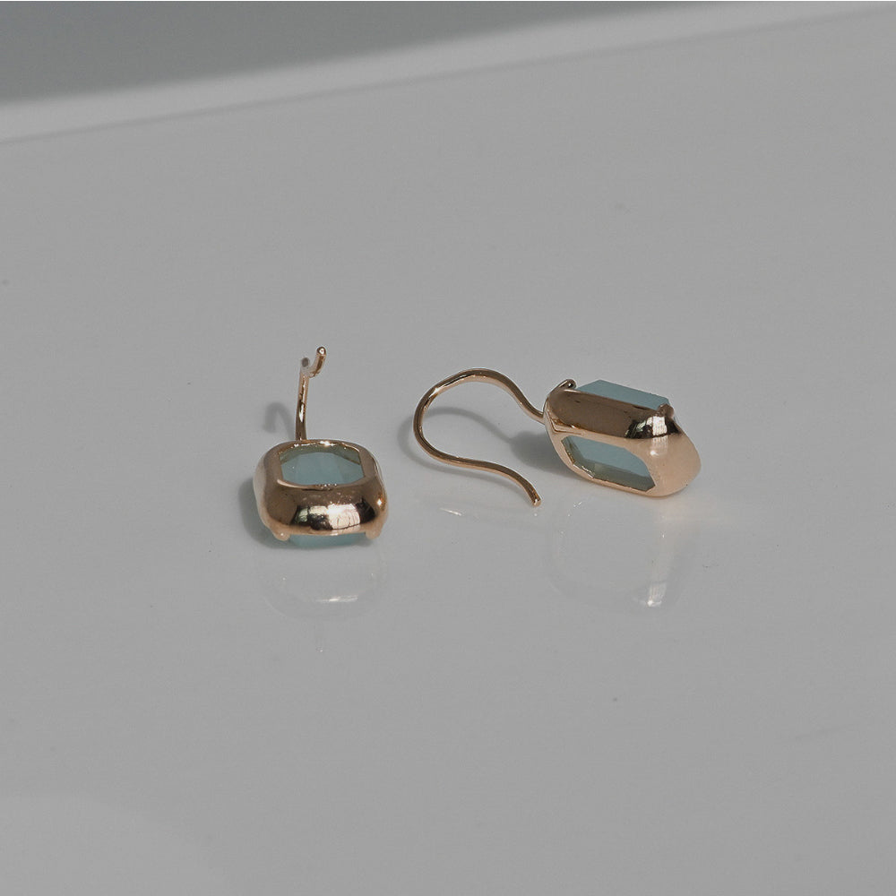 925 silver sky blue square bead hook earrings_KWAJE485