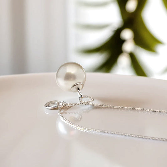 925 Silver Heart Pearl Necklace_KWAJE431