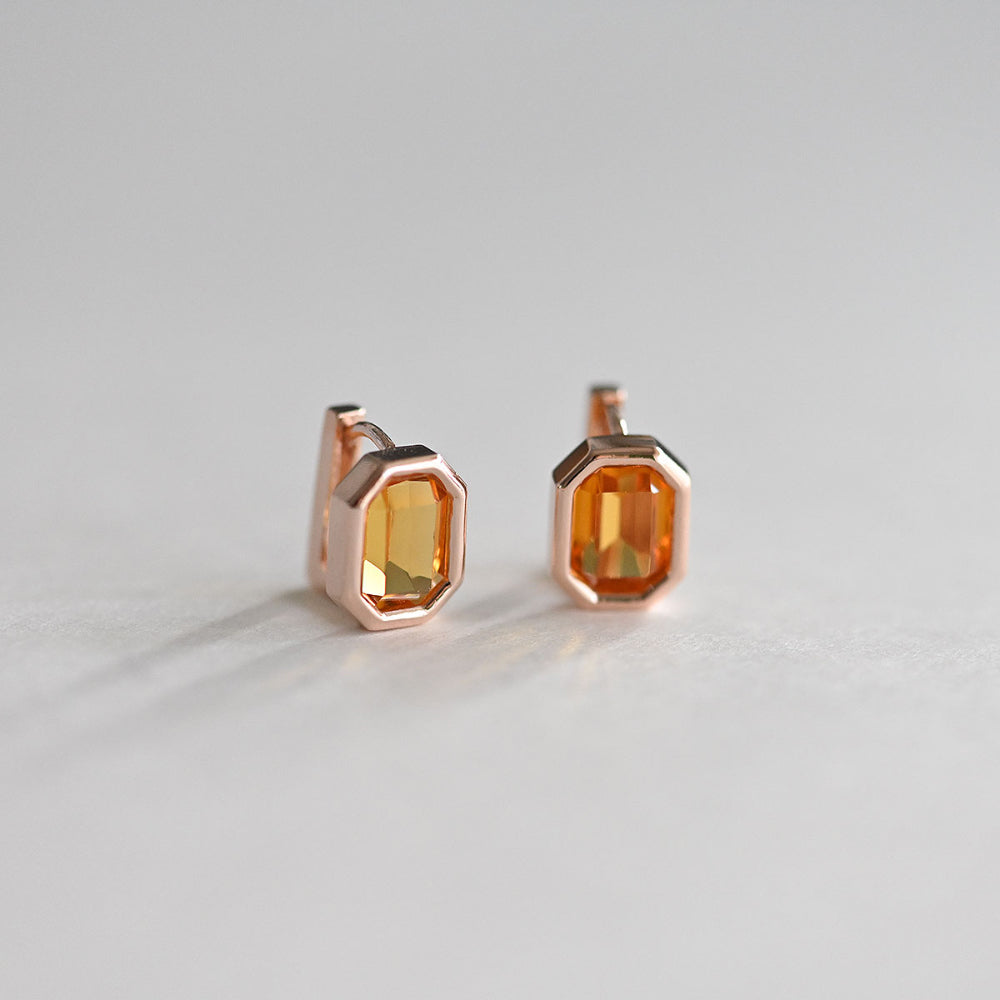 925 Silver Square Bezel-Topaz One Touch Earrings_KWAJE364