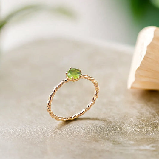 925 silver peridot gemstone twist ring No. 13_KWAJE272