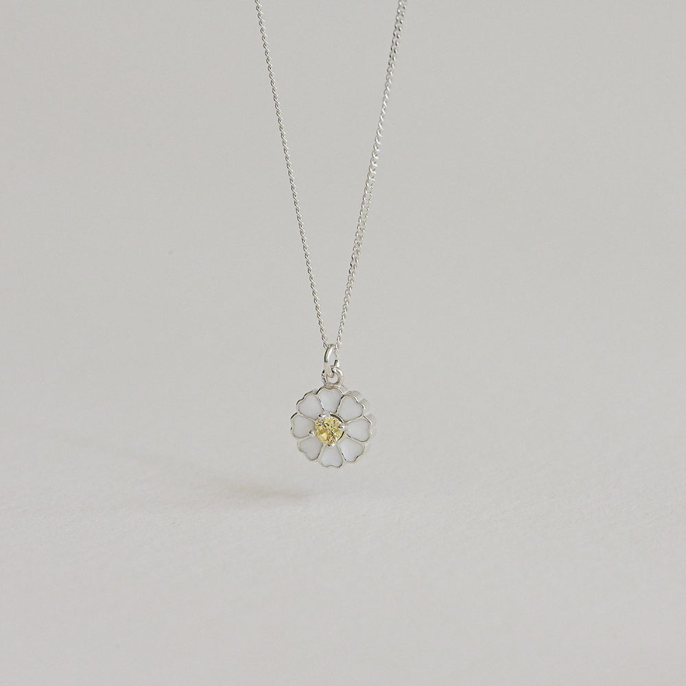 925 Silver Daisy Epoxy Necklace_KWAJE401