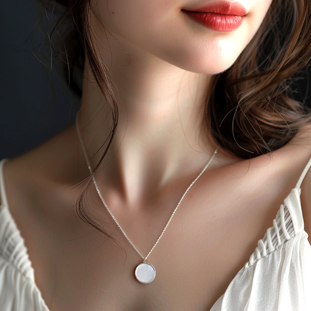 925 silver natural mother-of-pearl necklace_KWAJE457