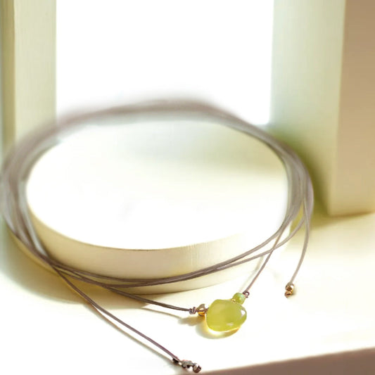 925 Silver Olivine Agate Strap Necklace_KWAJE464