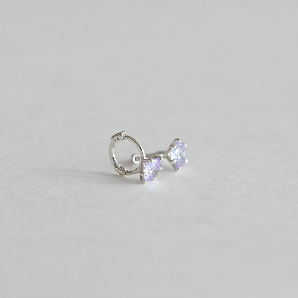 925 Silver Purple Mini One Touch Earrings_KWAJE352