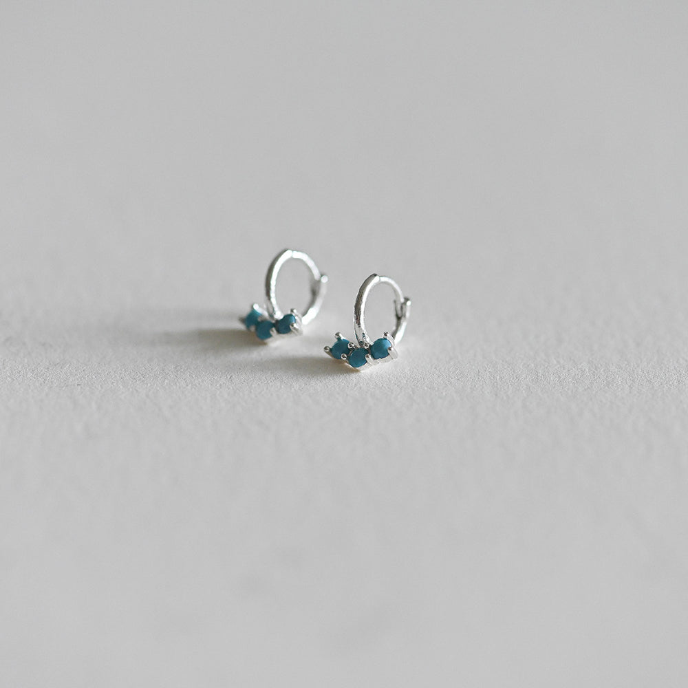 925 Silver Three Turquoise One Touch Earrings_KWAJE371