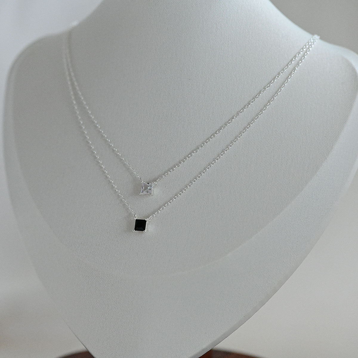 925 silver 4mm square cubic necklace_KWAJE181