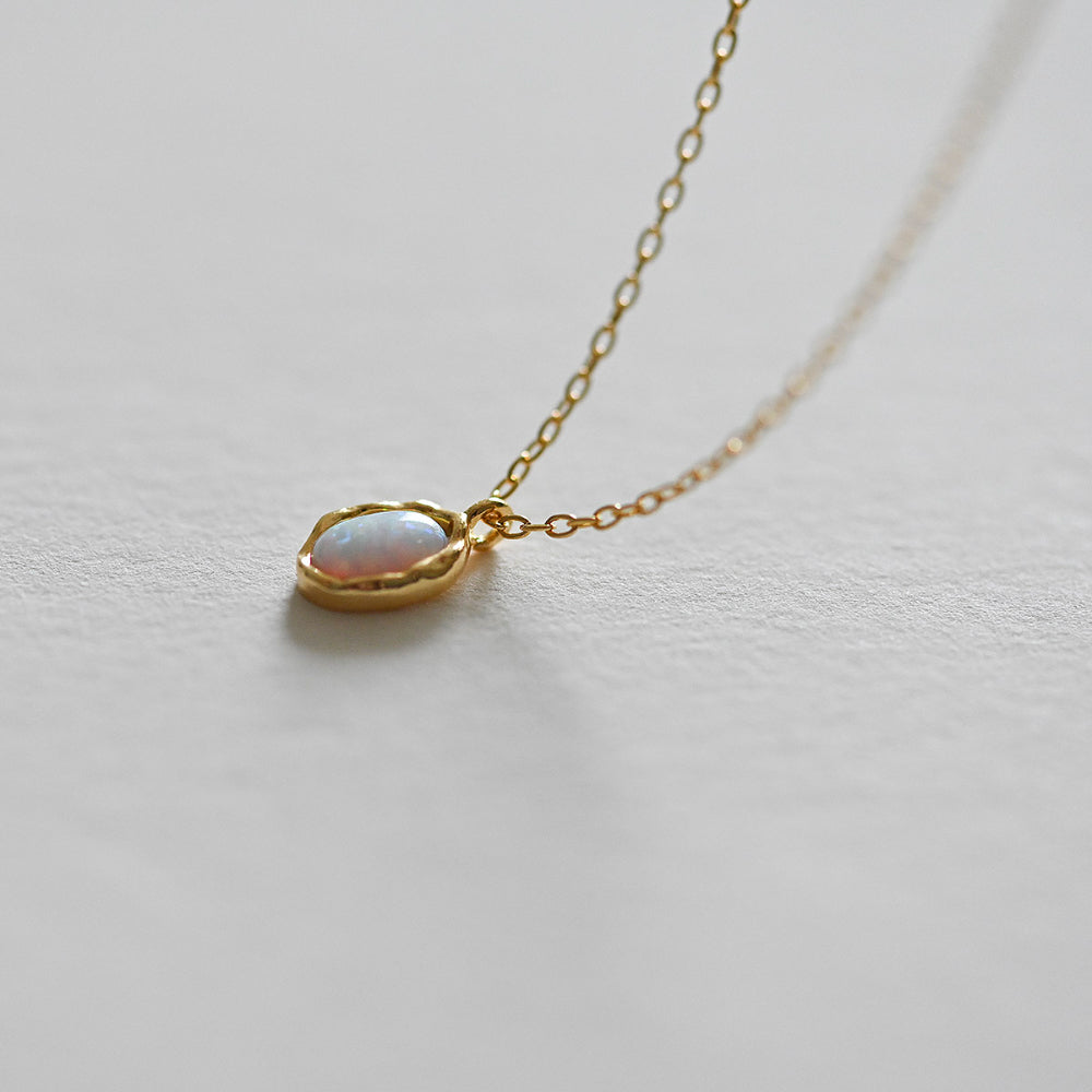 925 silver oval opal necklace_KWAJE550