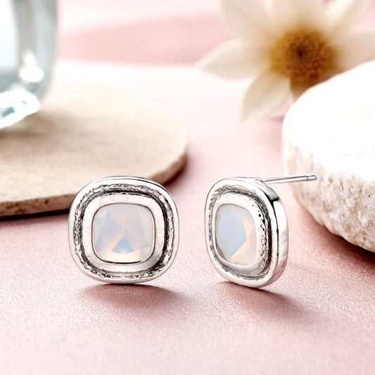 925 silver round and square earrings_KWAJE512