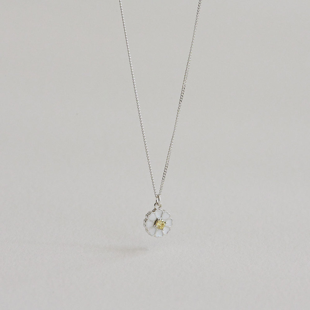 925 Silver Daisy Epoxy Necklace_KWAJE401