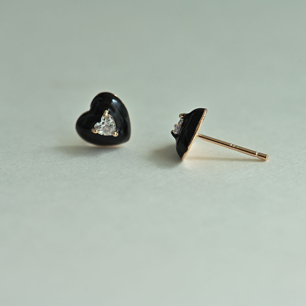 925 silver heart cubic epoxy stud earrings_KWAJE505