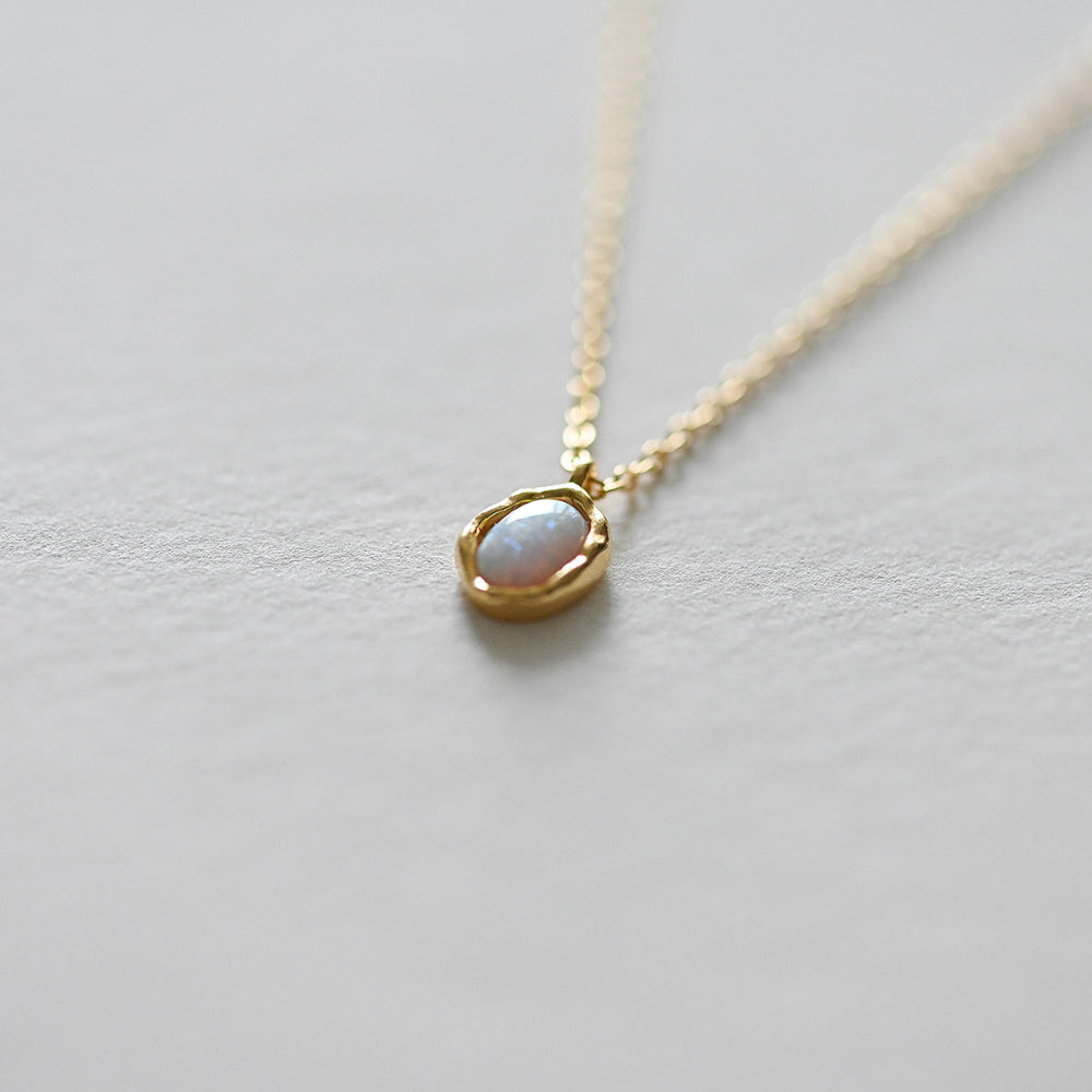 925 silver oval opal necklace_KWAJE550