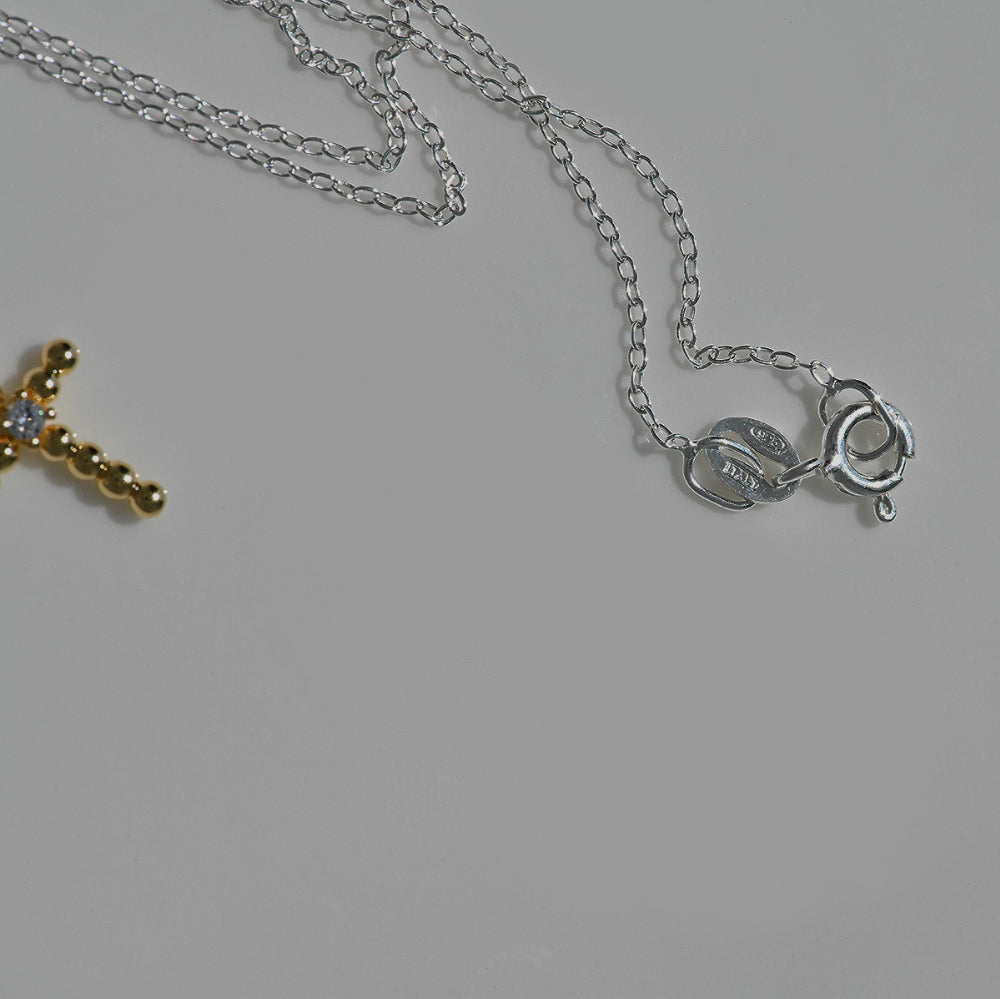 925 silver ball cross necklace_KWAJE120