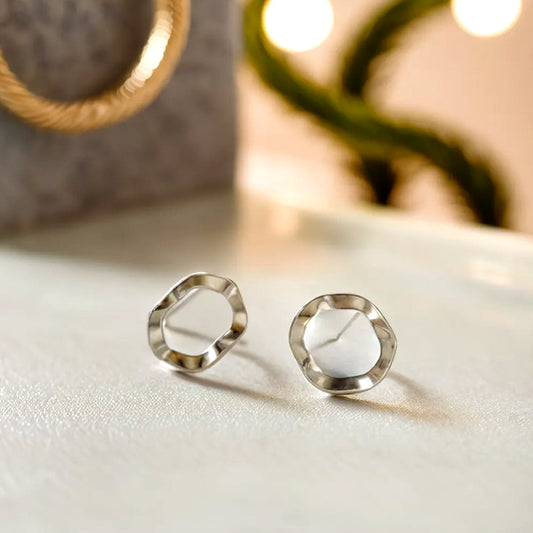 925 silver wave donut stud earrings_KWAJE490