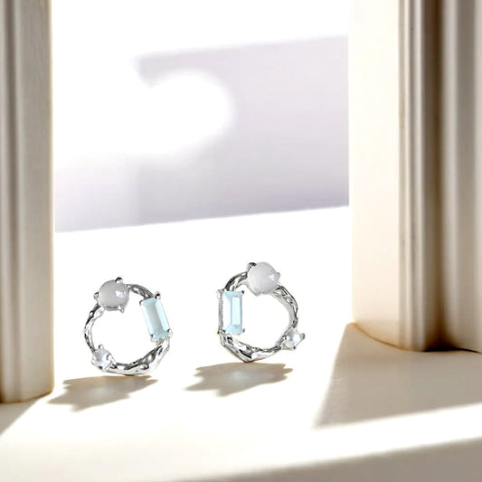 925 Silver Jewel in Circle Stud Earrings_KWAJE495