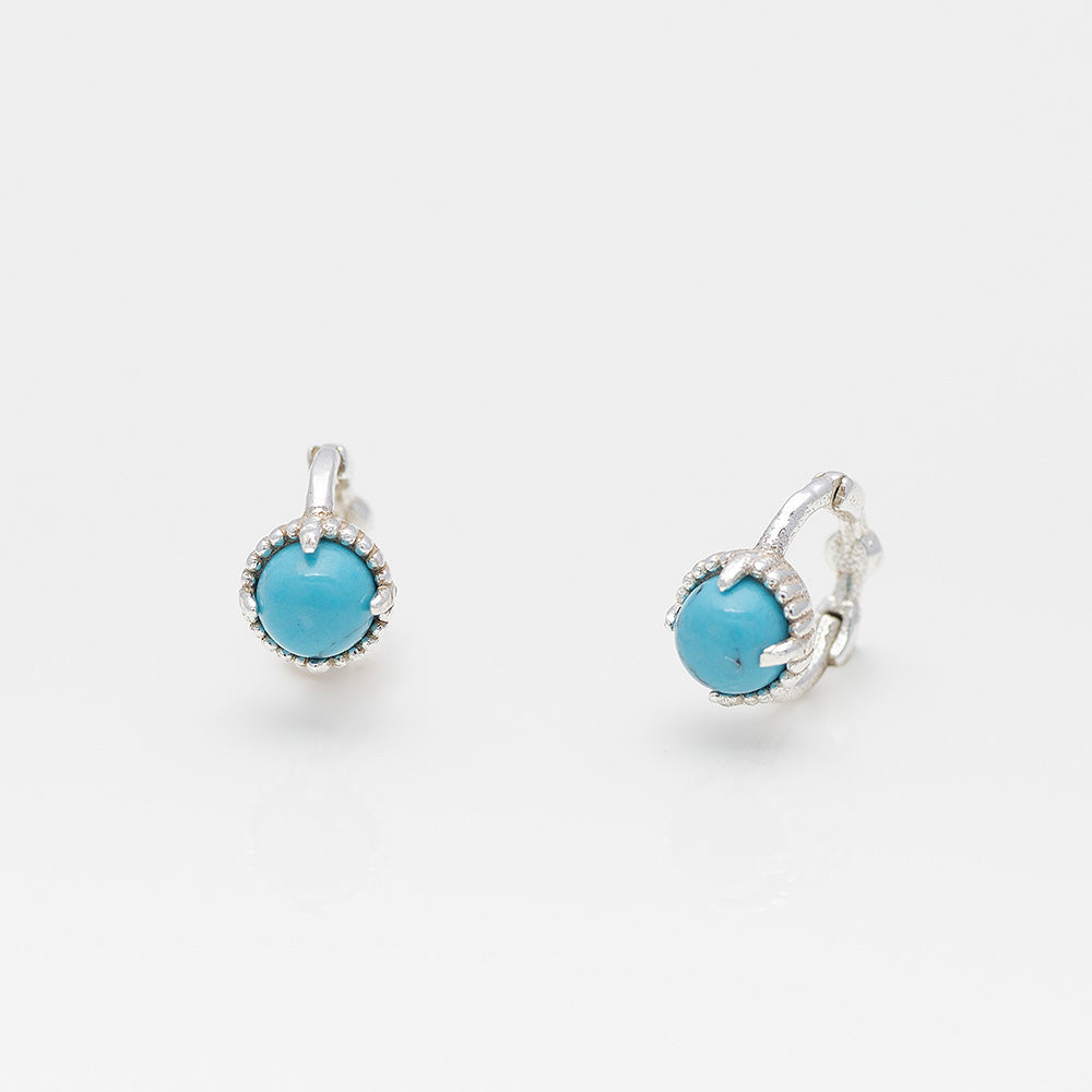 925 Silver Turquoise Mini One Touch Earrings_KWAJE375