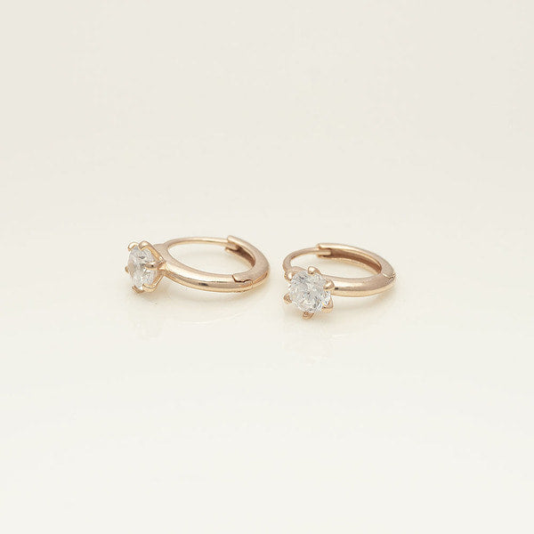 925 Silver Cubic Mini One Touch Earrings 2_KWAJE229