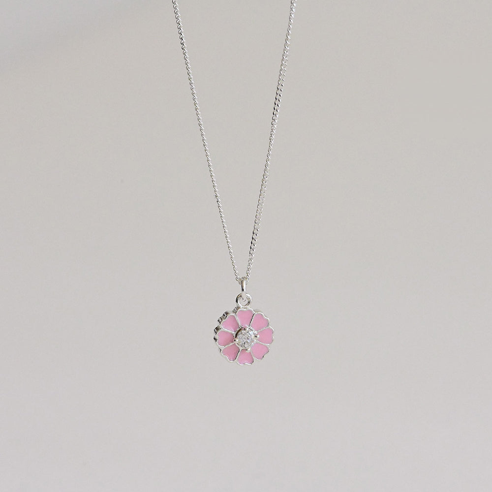 925 Silver Daisy Epoxy Necklace_KWAJE401