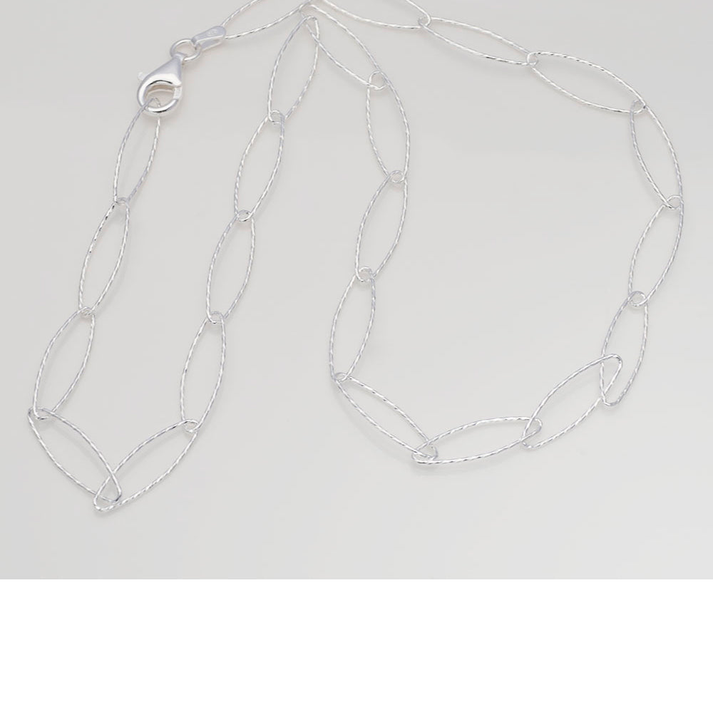 925 silver fish cutting chain necklace 40cm_KWAJE413