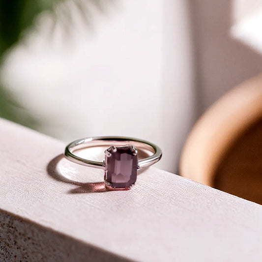 925 Silver Purple Square Ring_KWAJE276