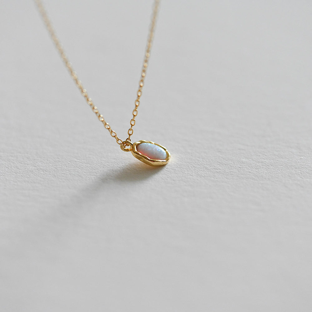 925 silver oval opal necklace_KWAJE550