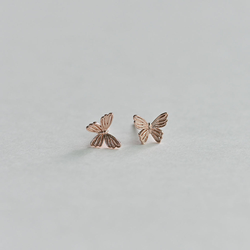 925 silver butterfly stud earrings_KWAJE472