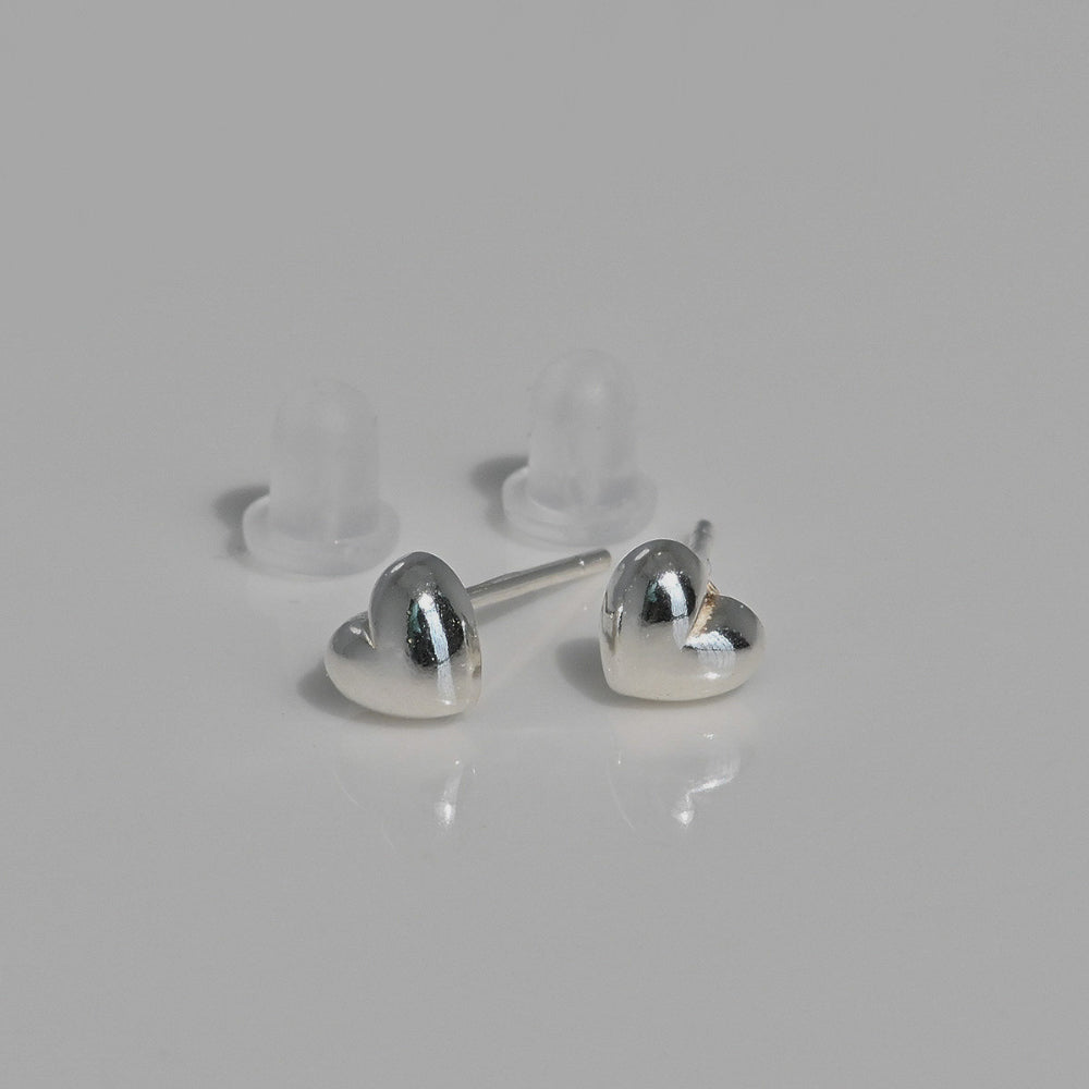 925 silver mini chubby heart stud earrings_KWAJE479