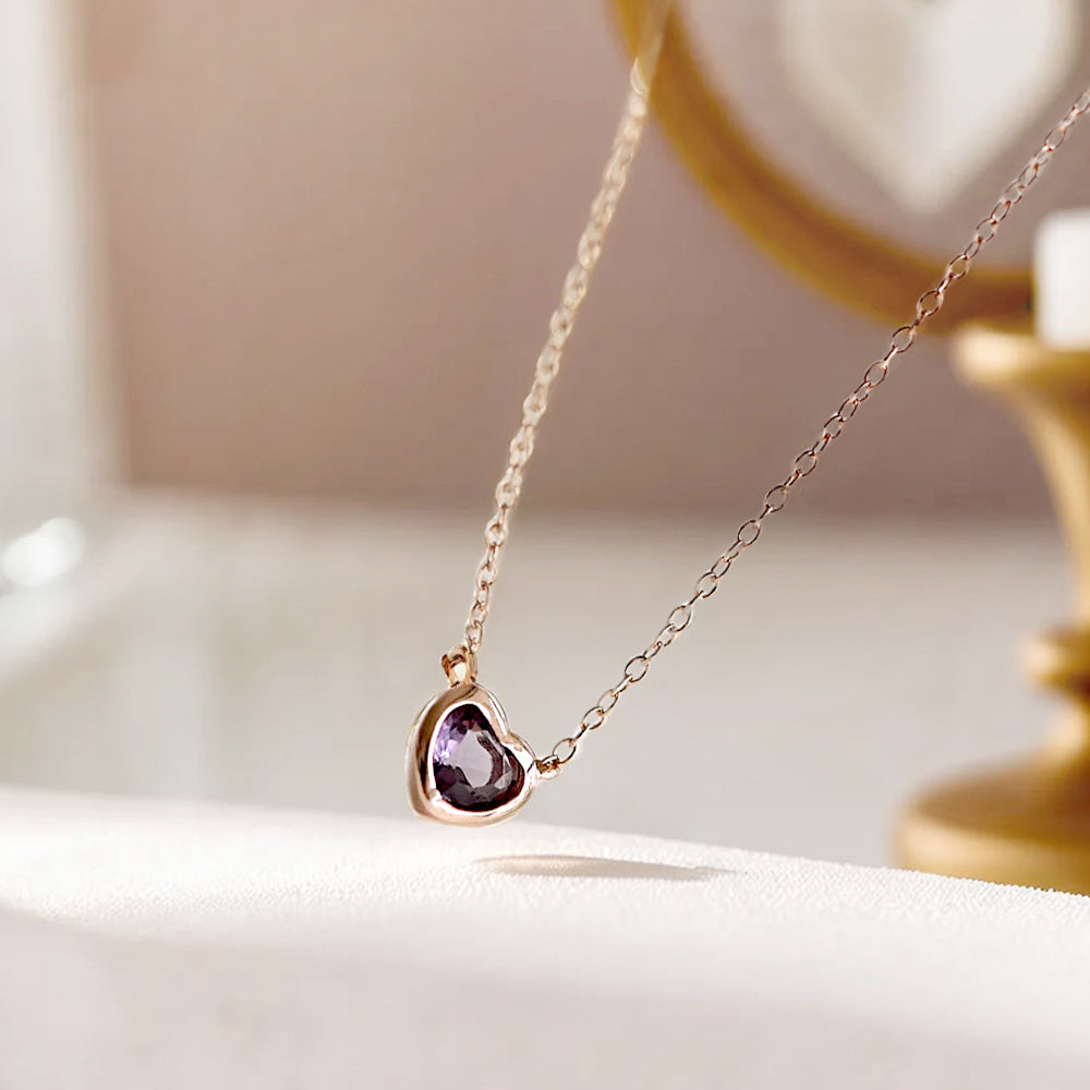 925 silver purple heart necklace_KWAJE577