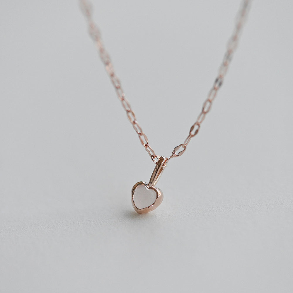 925 silver twinkle chain pink heart necklace_KWAJE623