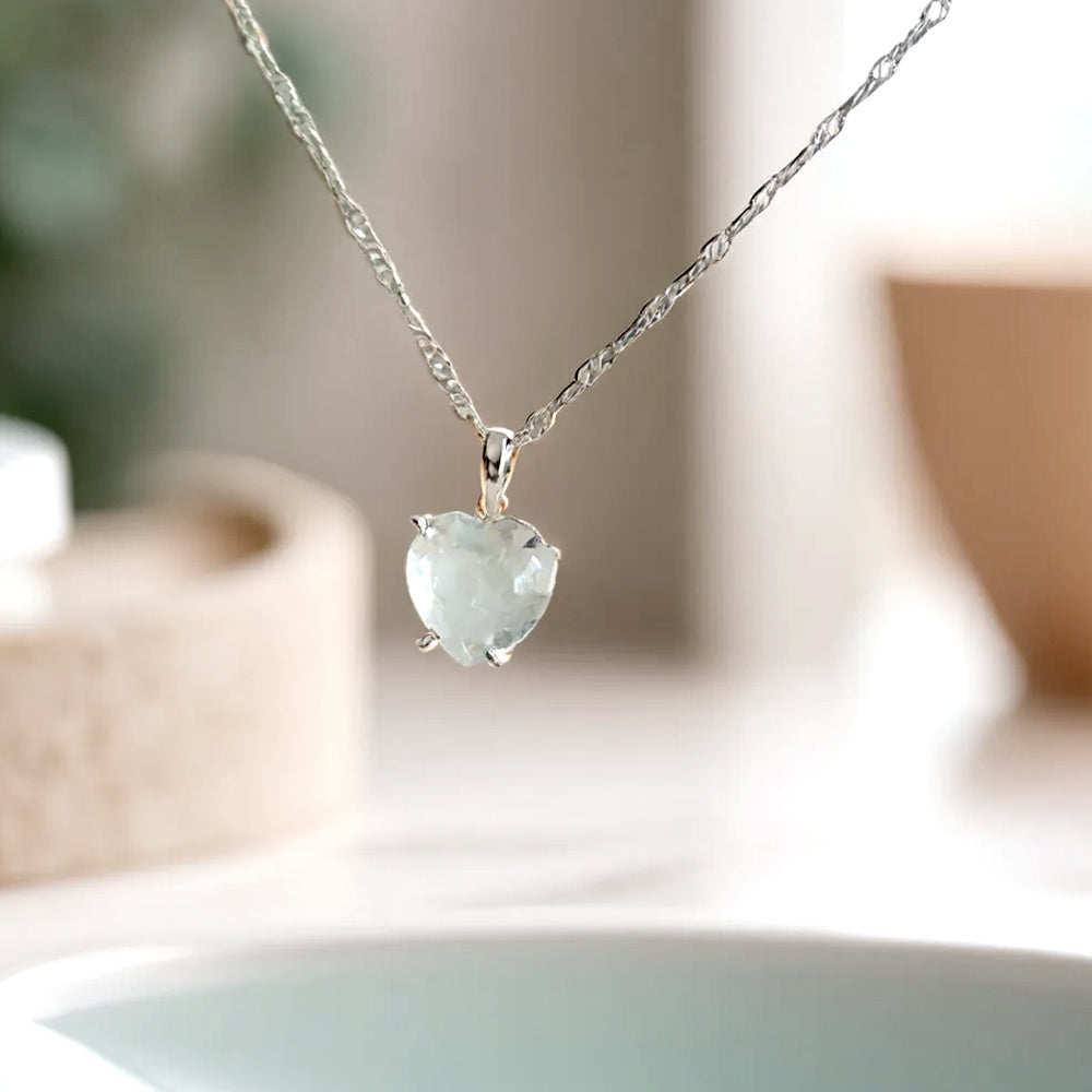 925 Silver Rainbow Moonstone Heart Necklace_KWAJE578