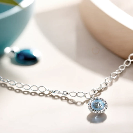 925 silver rose cameost epoxy necklace_KWAJE581