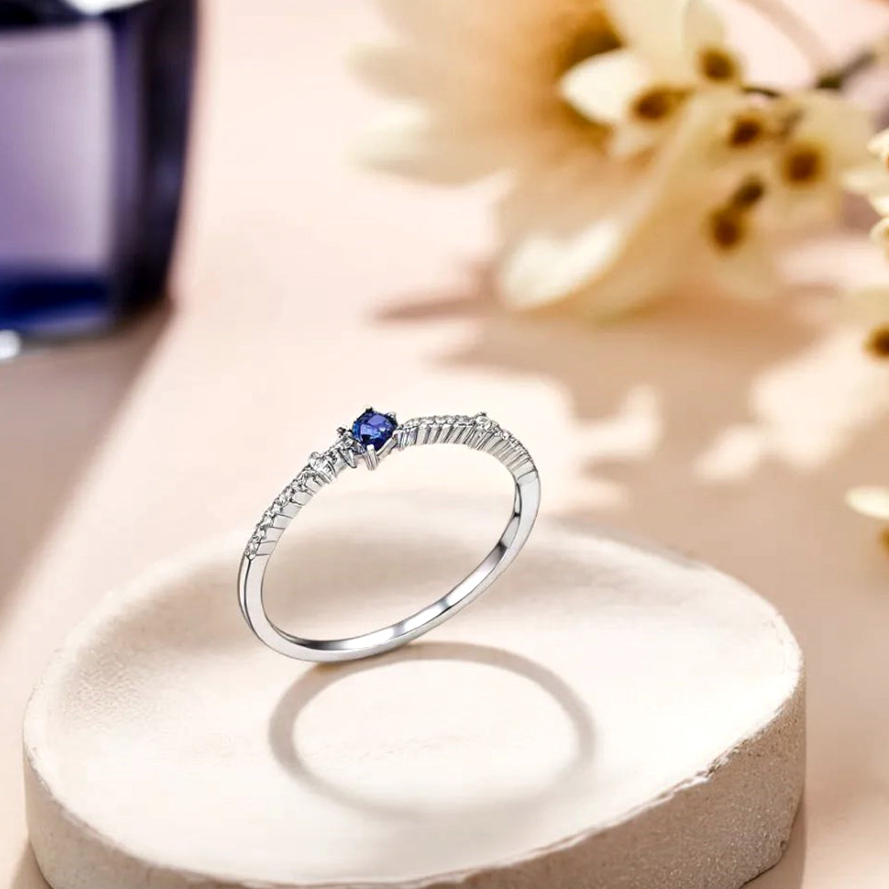 925 Silver Sapphire Water Drop Ring_KWAJE279