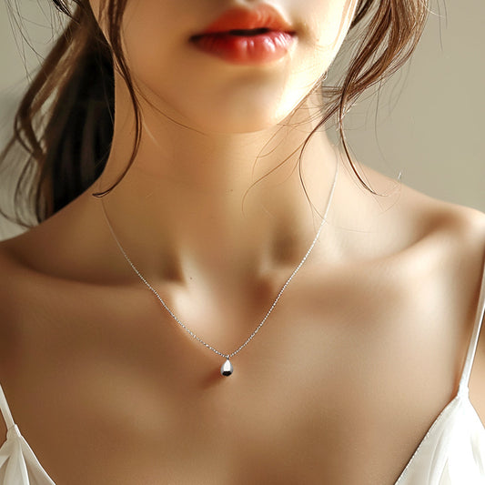 925 Silver Rump Water Drop Necklace_KWAJE589