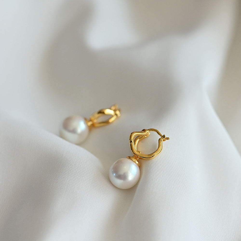 925 silver pearl rattle one touch earrings_KWAJE347