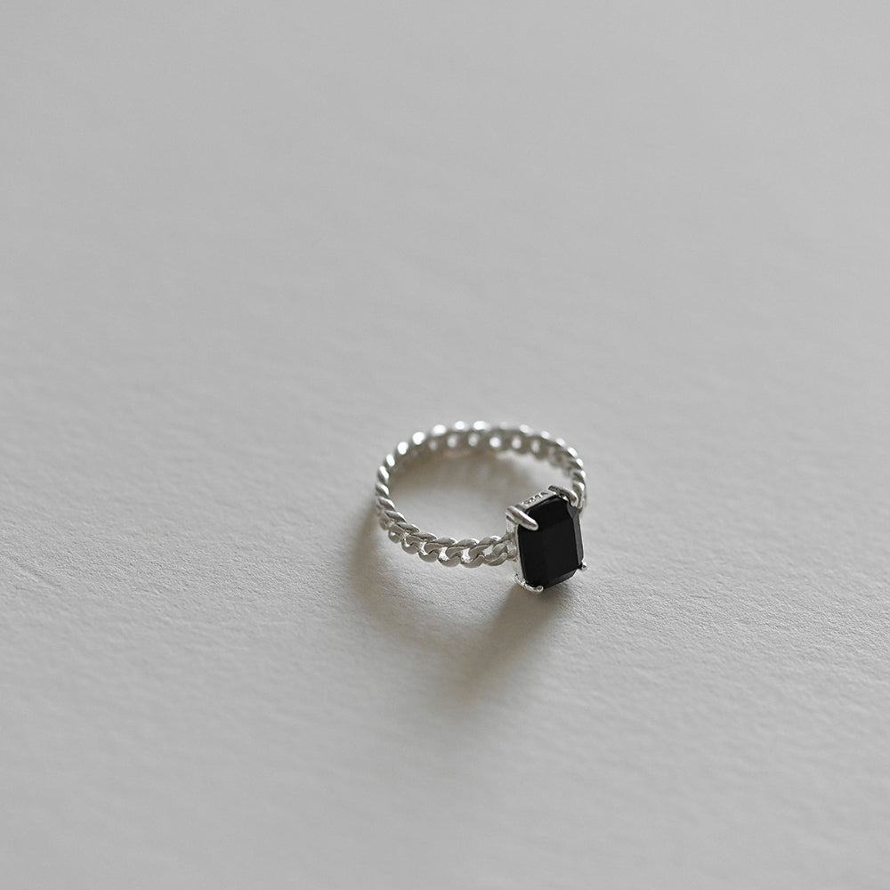 925 Silver Black Curve Line Ring_KWAJE100