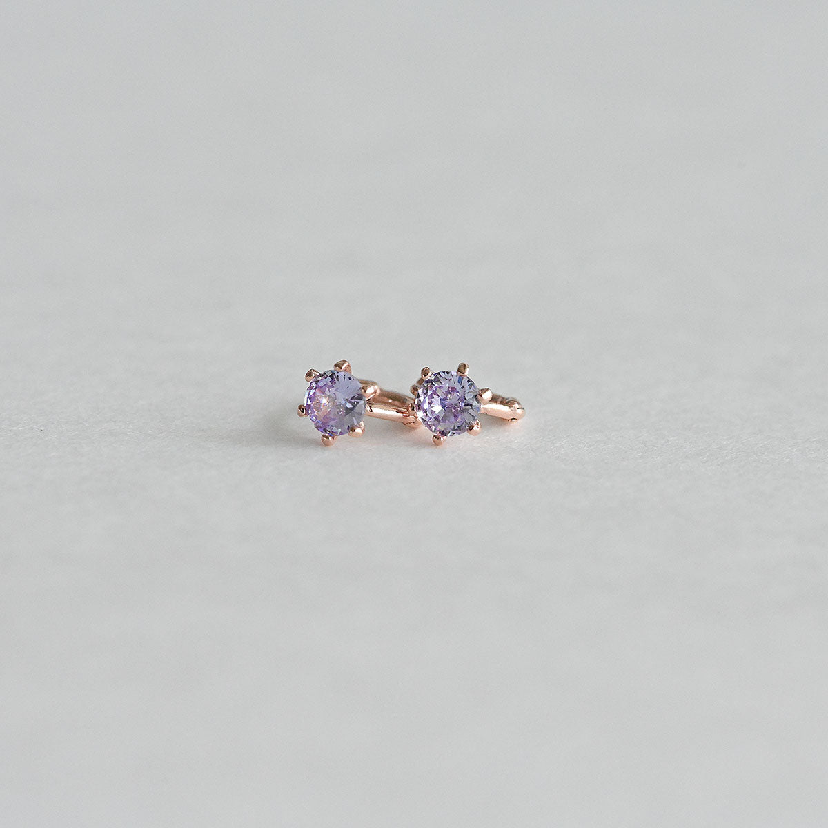 925 Silver Purple Mini One Touch Earrings_KWAJE352