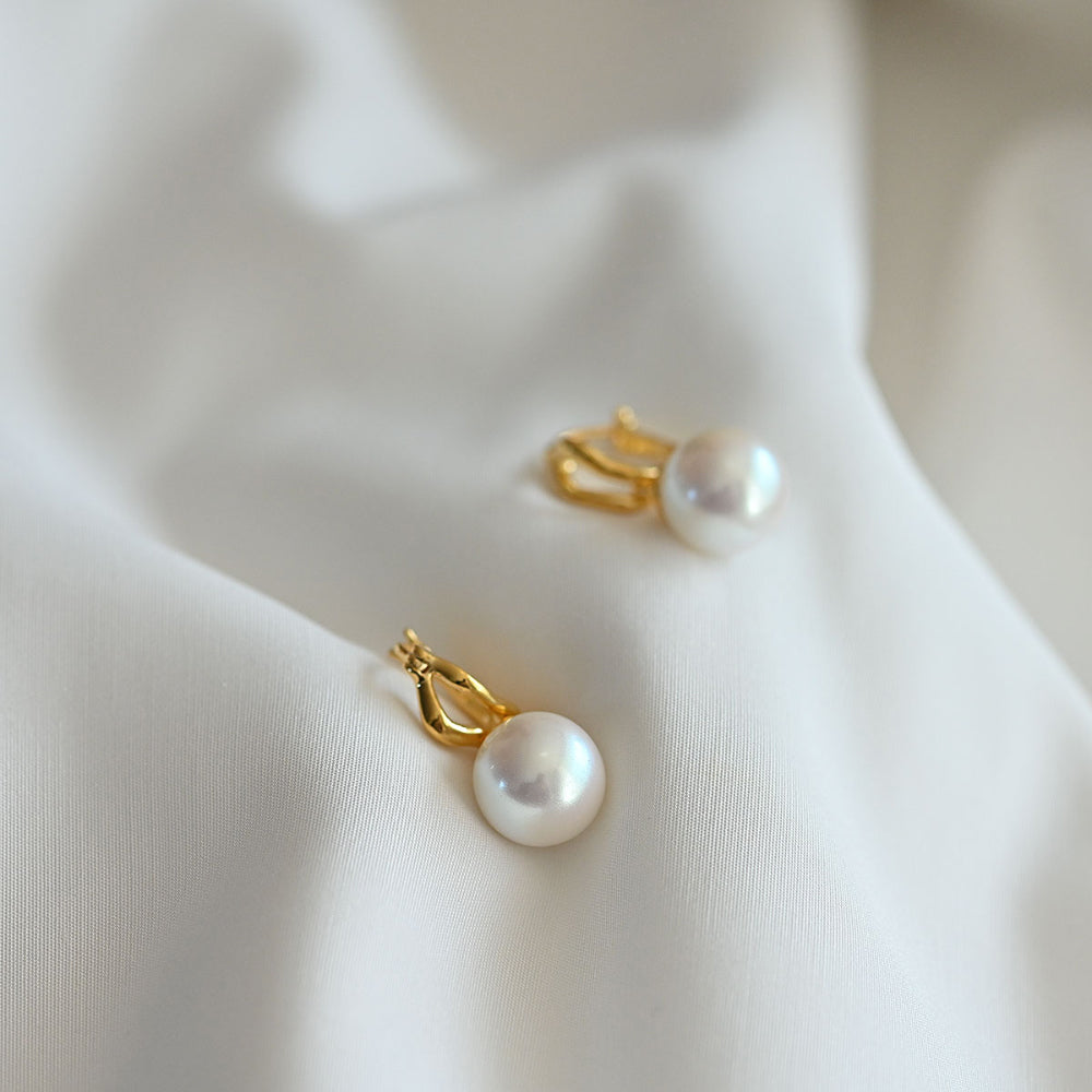 925 silver pearl rattle one touch earrings_KWAJE347