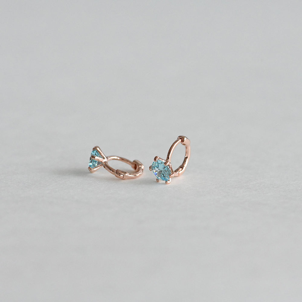 925 Silver Blue Mini One Touch Earrings_KWAJE221