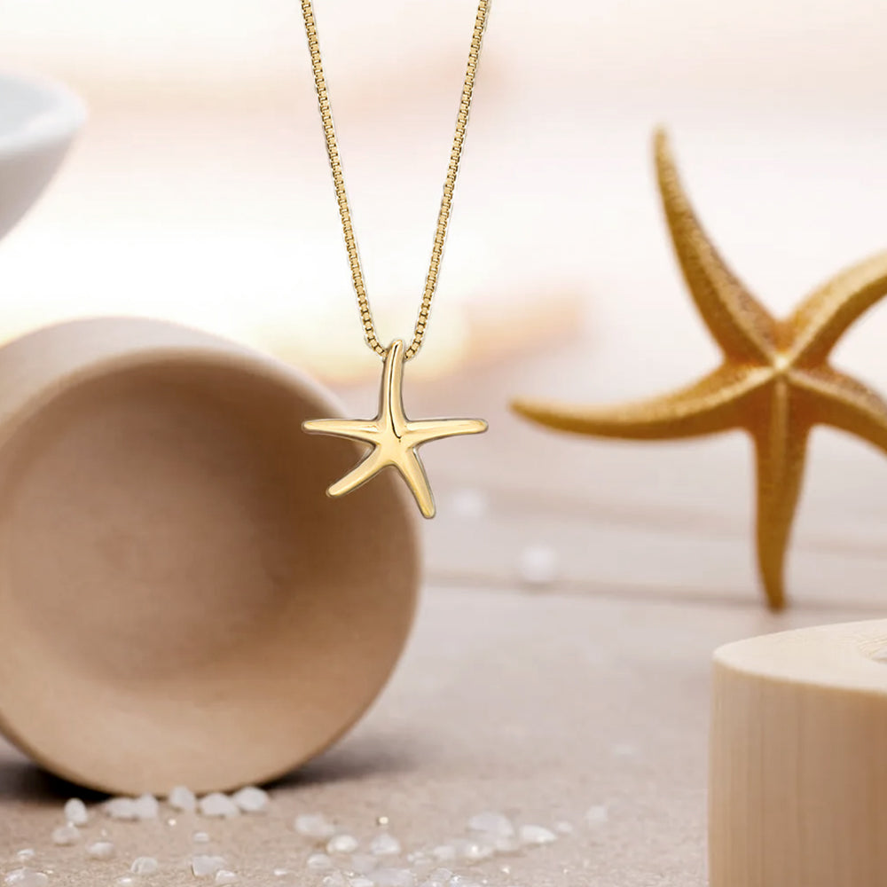 925 Silver Starfish Box Chain Necklace_KWAJE602