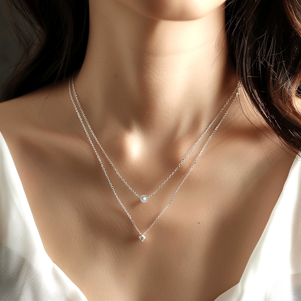 925 silver swollen pearl pendant necklace_KWAJE607