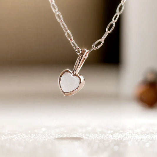 925 silver twinkle chain pink heart necklace_KWAJE623