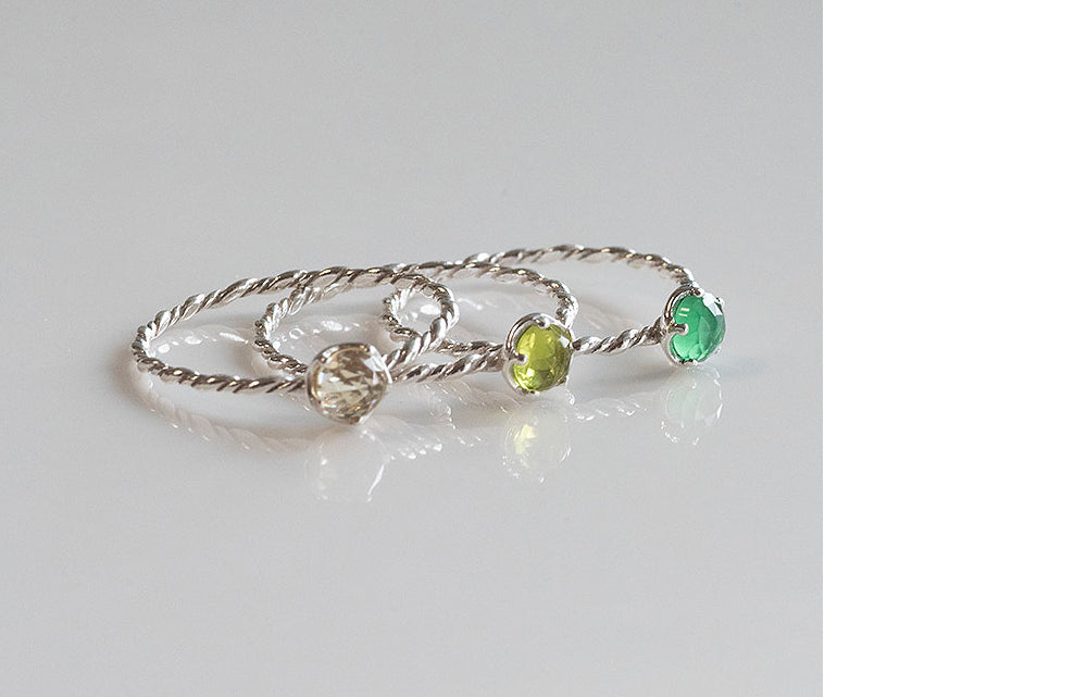 925 silver peridot gemstone twist ring No. 13_KWAJE272