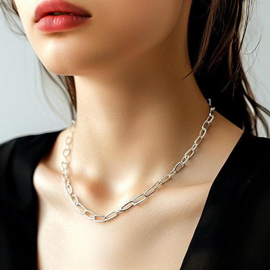 925 silver chain leg chain necklace 39 cm_KWAJE160