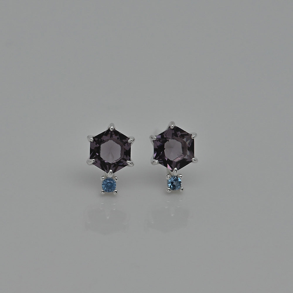 925 Silver Hexagon Cubic-Violet Earrings_KWAJE535