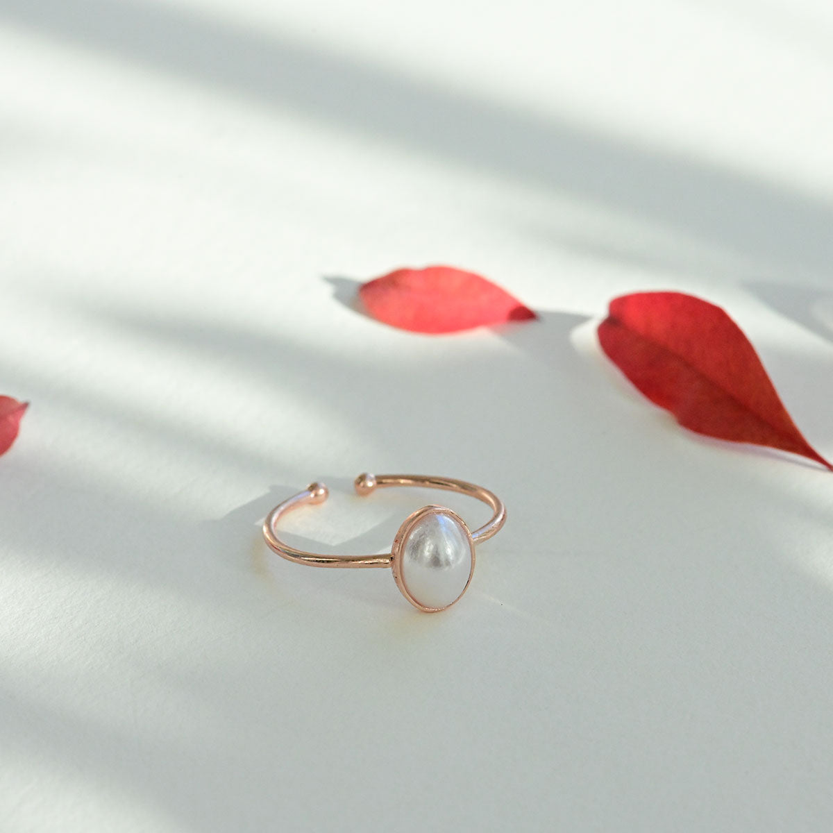 925 silver oval pearl open ring_KWAJE048