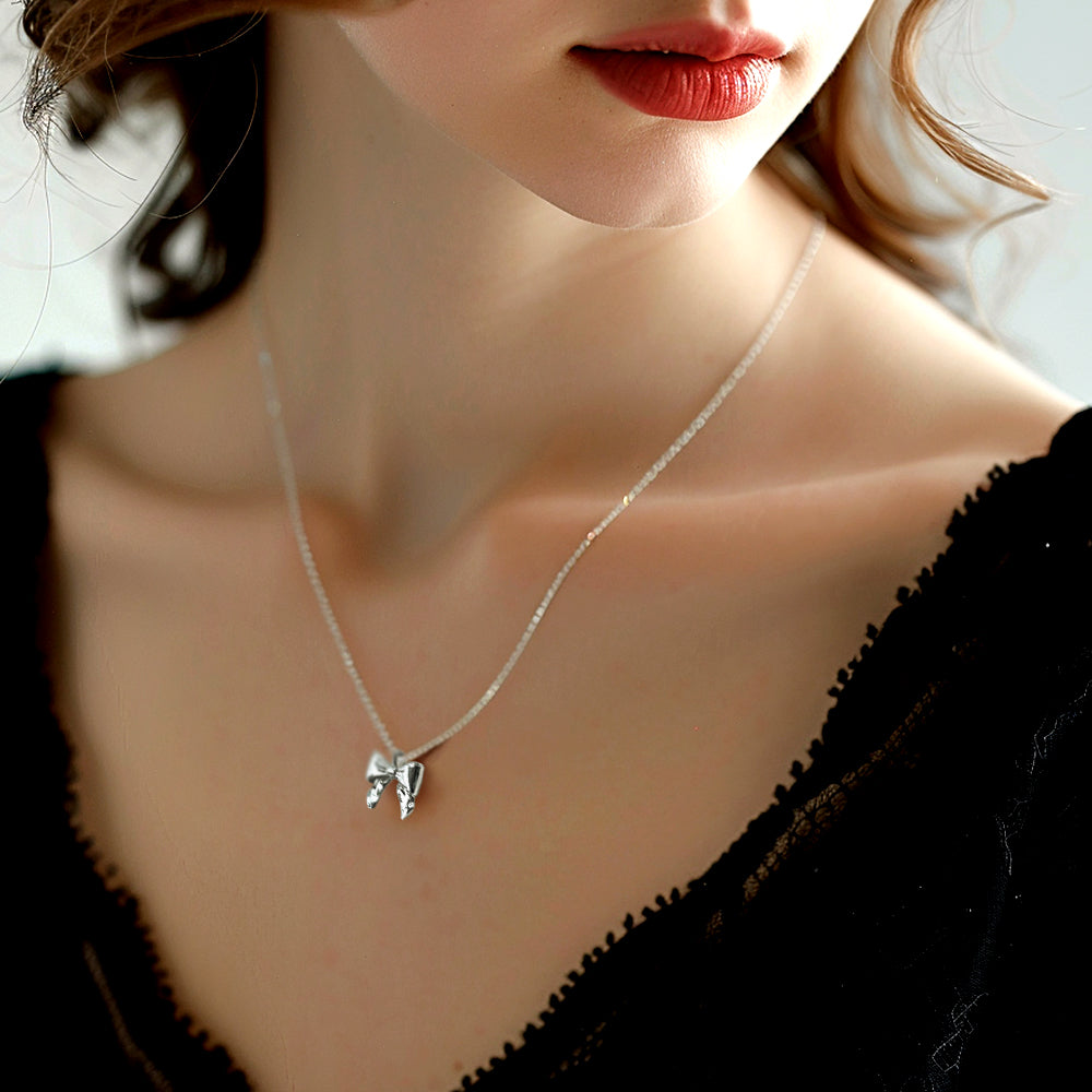 925 silver classic ribbon necklace_KWAJE083