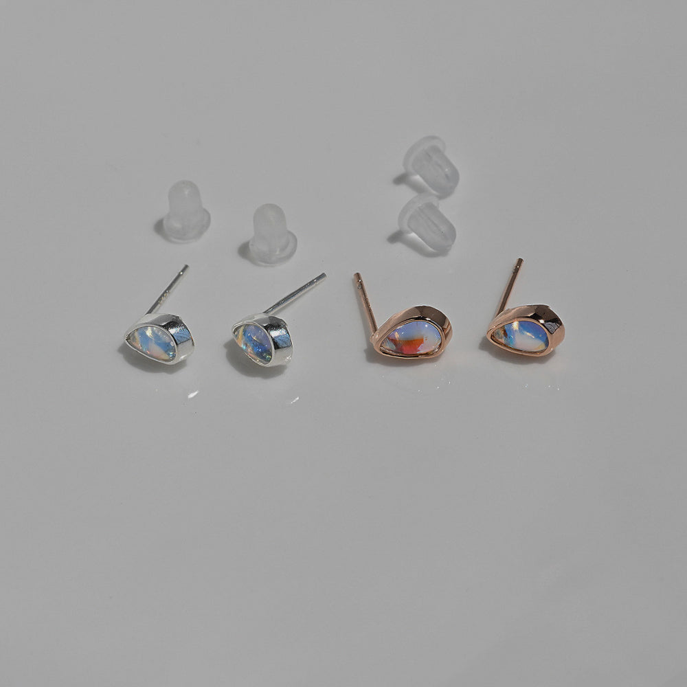 925 silver AB crystal water drop stud earrings_KWAJE394