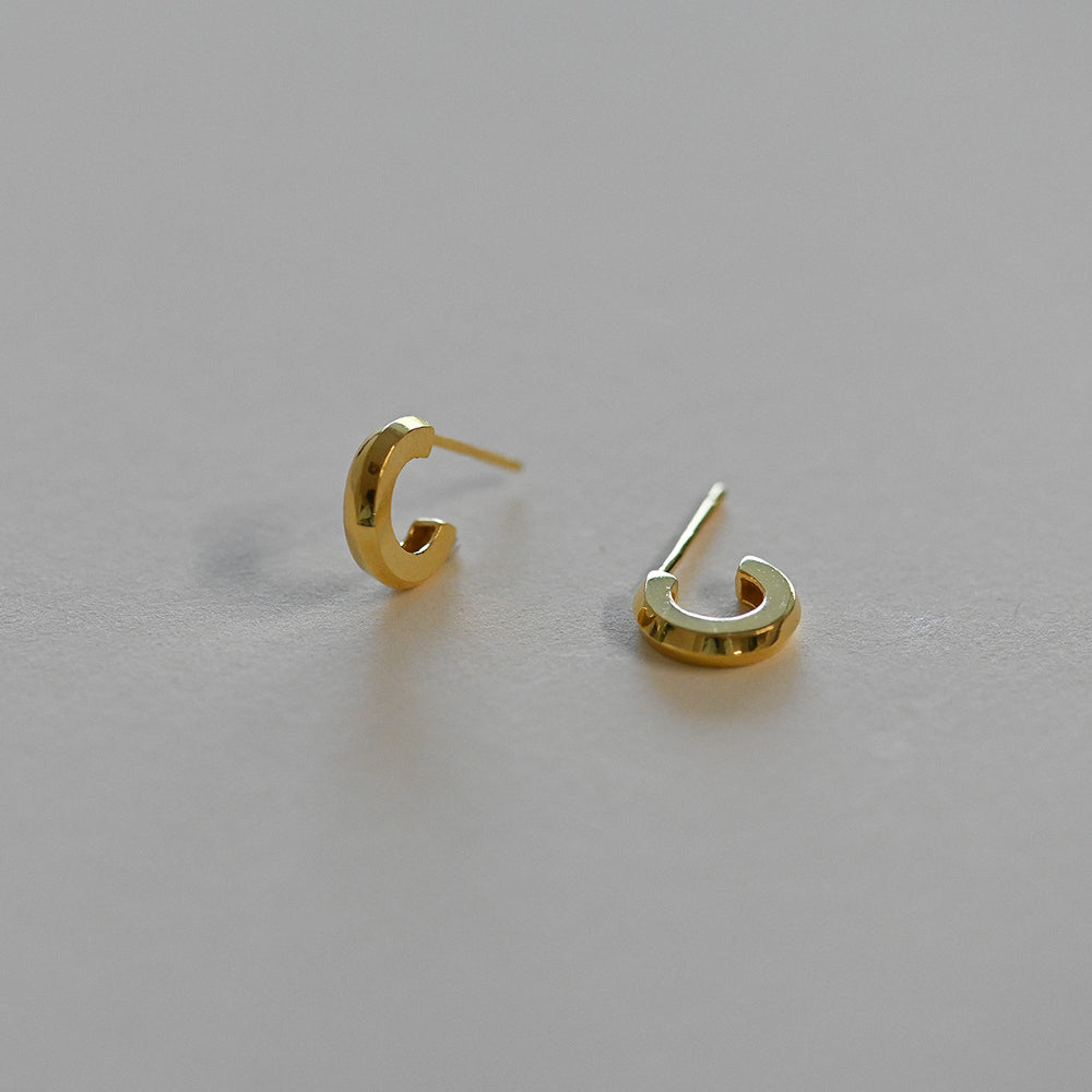 925 silver angle C-type stud earrings_KWAJE487