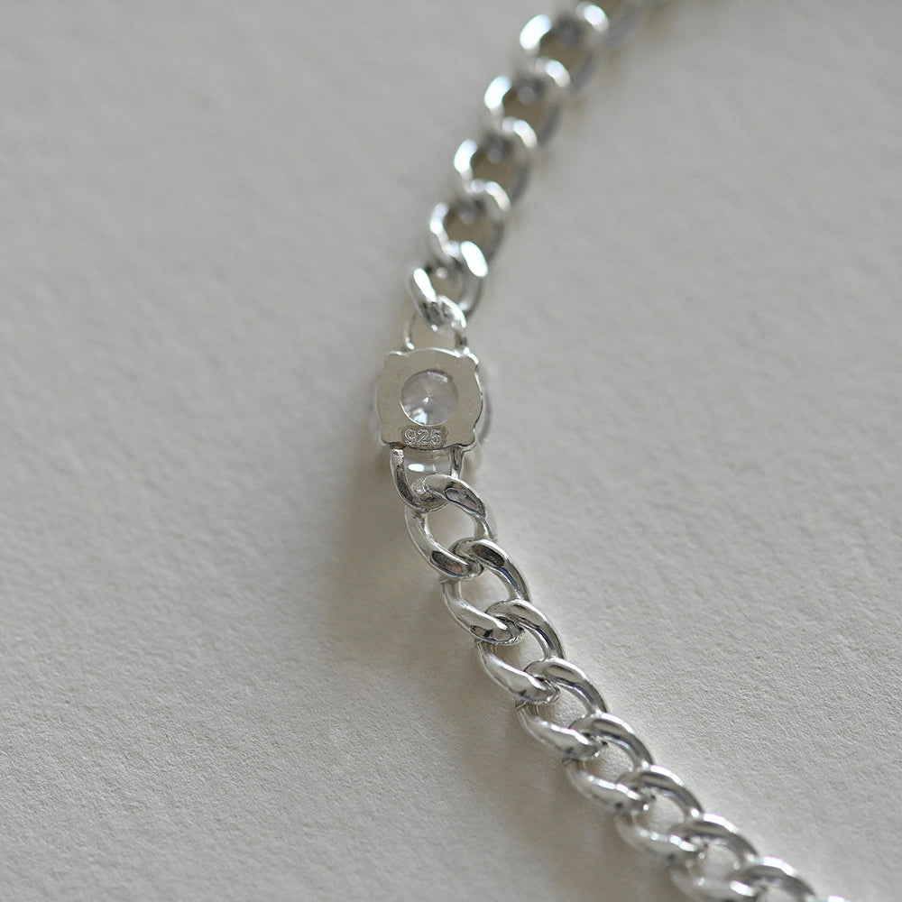 925 Silver Curve Hollow Chain Cubic Necklace_KWAJE399