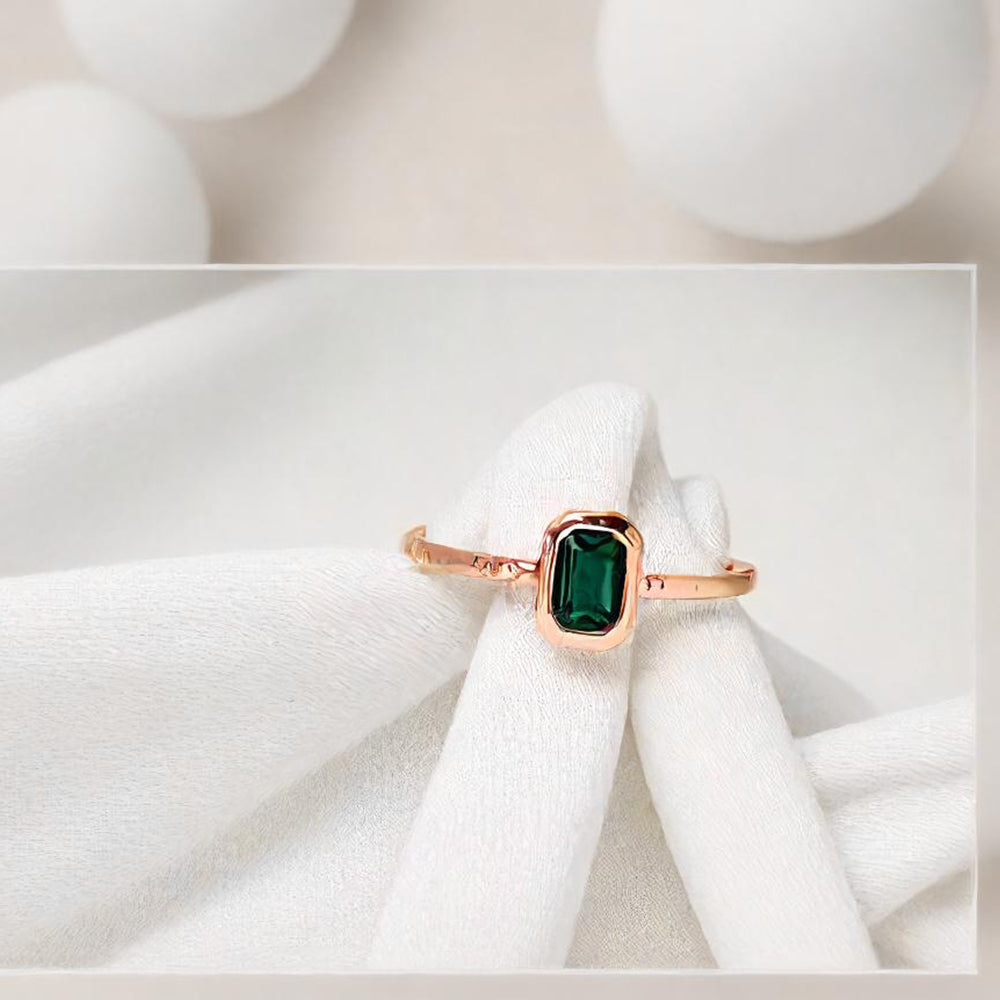 925 Silver Green Bezel Ring_KWAJE254