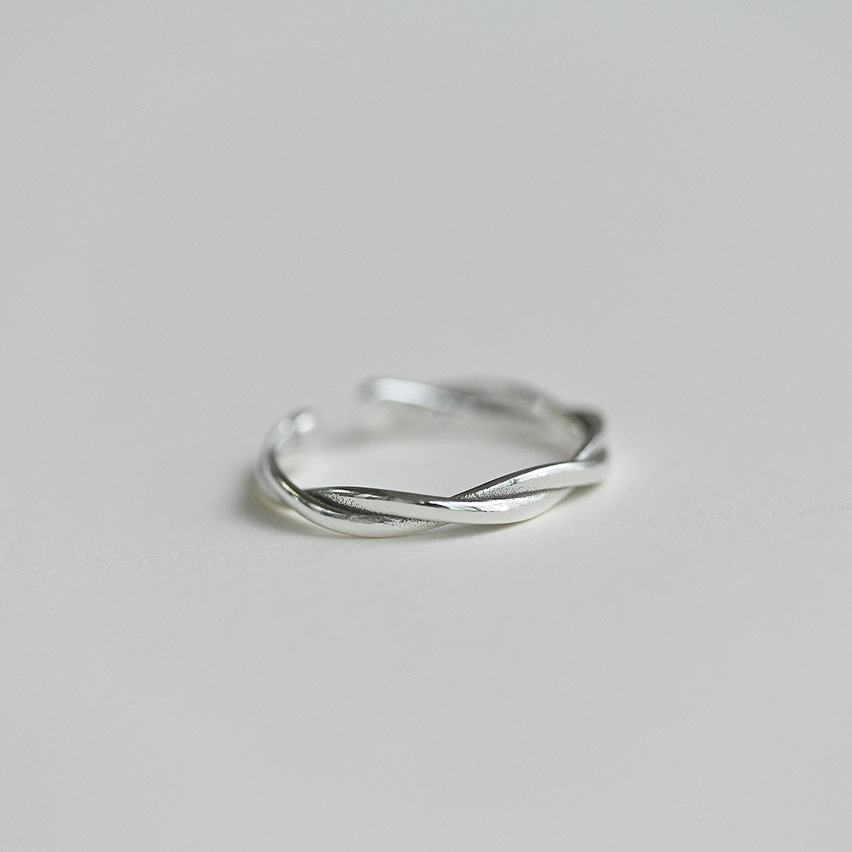 925 silver flat twist open ring (large)_KWAJE026